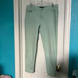 Cuffed Baccini Mint Green Denim Pants
